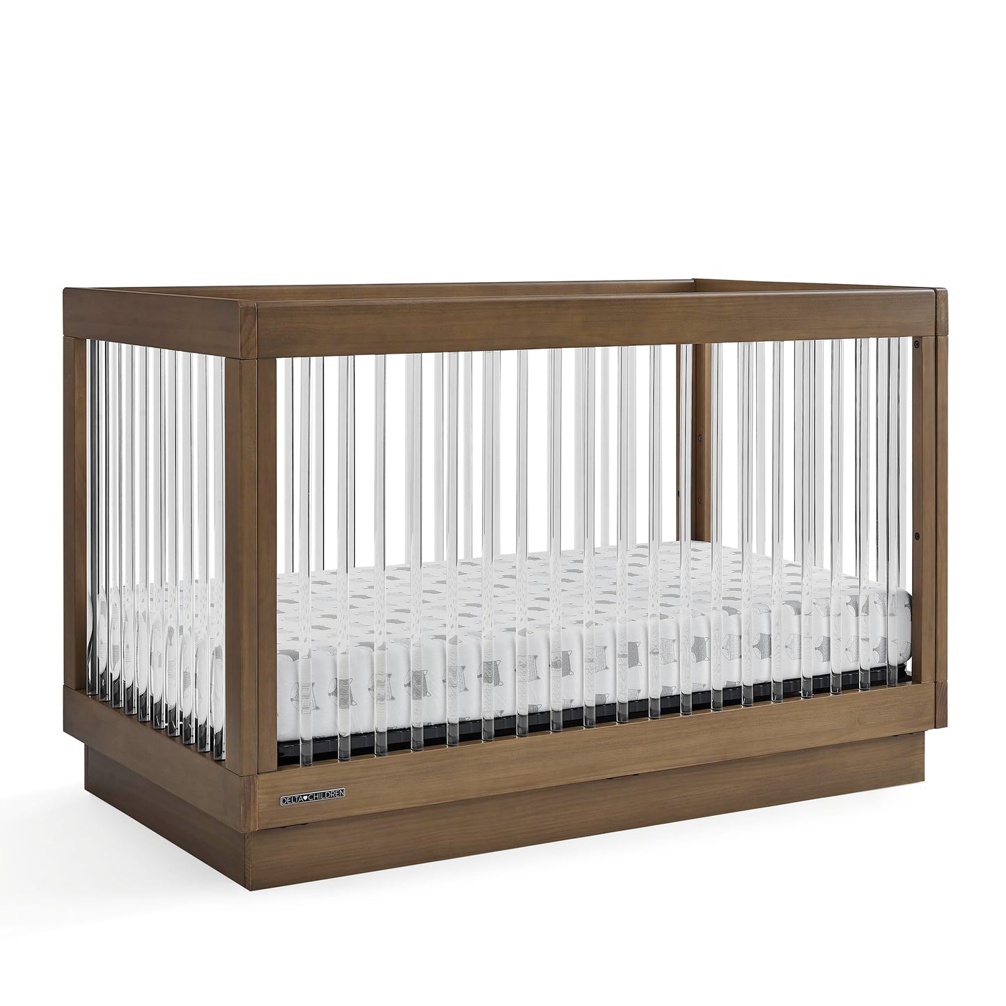 Delta Children James Acrylic 4-in-1 Convertible Crib - Greenguard Gold Certified, Midnight Grey/Acorn