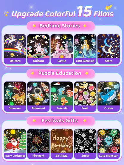 One Fire Baby Night Light Projector, 15 Sound Machine Star Projector for Kids Room,15 Films Star Light Projector 3-9 Year Old Girl Gifts Toys,Brightness Baby Night Lights for Nursery Kawaii Room Decor