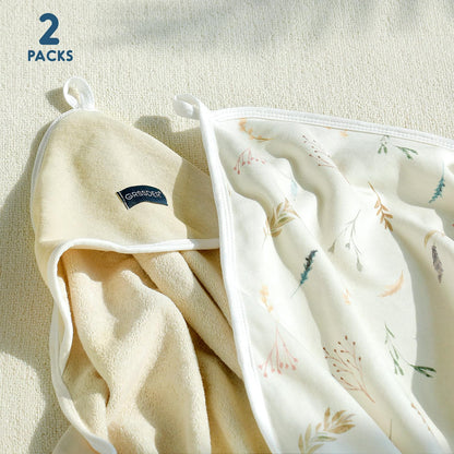GRSSDER Baby Hooded Towel 2 Pack for Newborn, Super Soft Bath Towels with Original Design, Ultra Absorbent Knit Terry, Large Toddler Towels with Hood for Girls, Shower Gifts for Infant, 34"x 34"