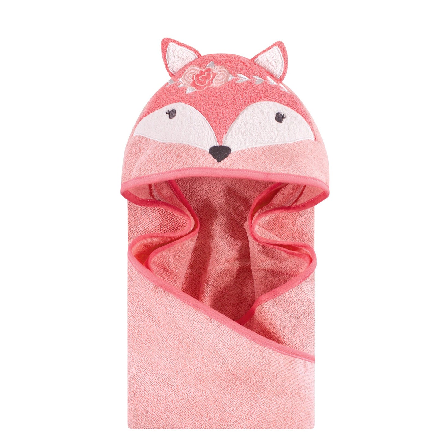 Hudson Baby Unisex Baby Cotton Animal Face Hooded Towel, Pretty Elephant, One Size