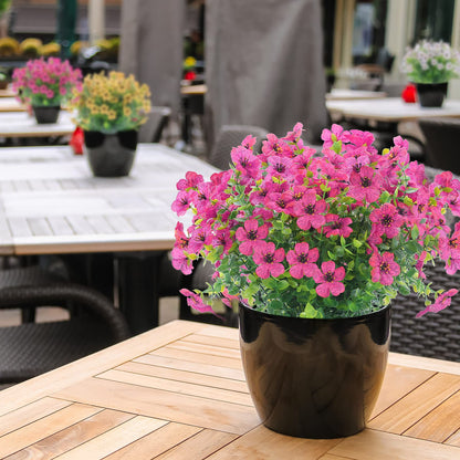 12 Bundles Artificial Flowers Outdoor UV Resistant Fake Plastic Plants Indoor Outside Hanging Plants Garden Porch Window Box Home Wedding Farmhouse Festive Shrub Decor (Pink)
