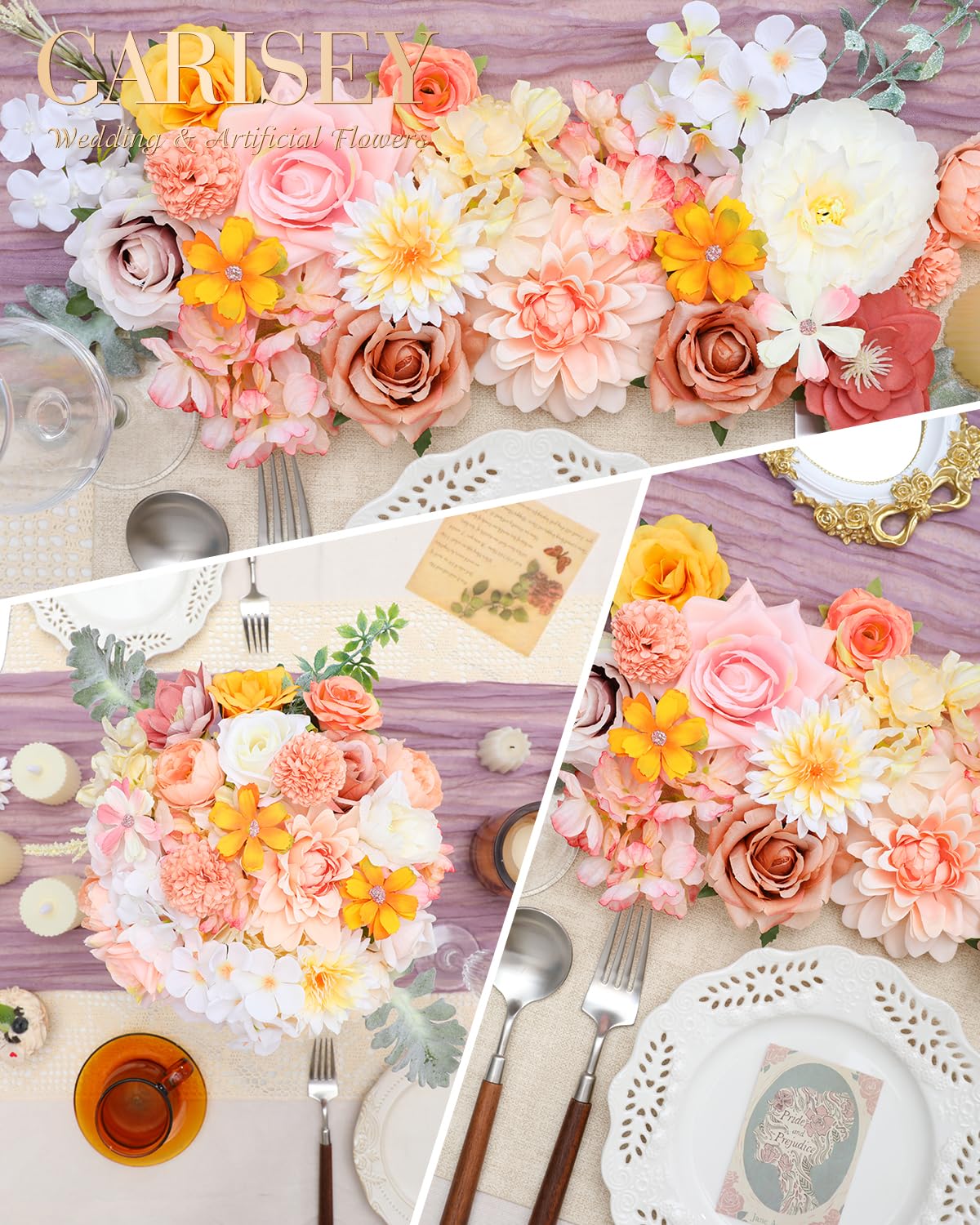 Artificial Flowers Combo for DIY Wedding Bouquets Combo Centerpieces Arrangements Party Bridal Baby Shower Home Decorations-Blush Pink
