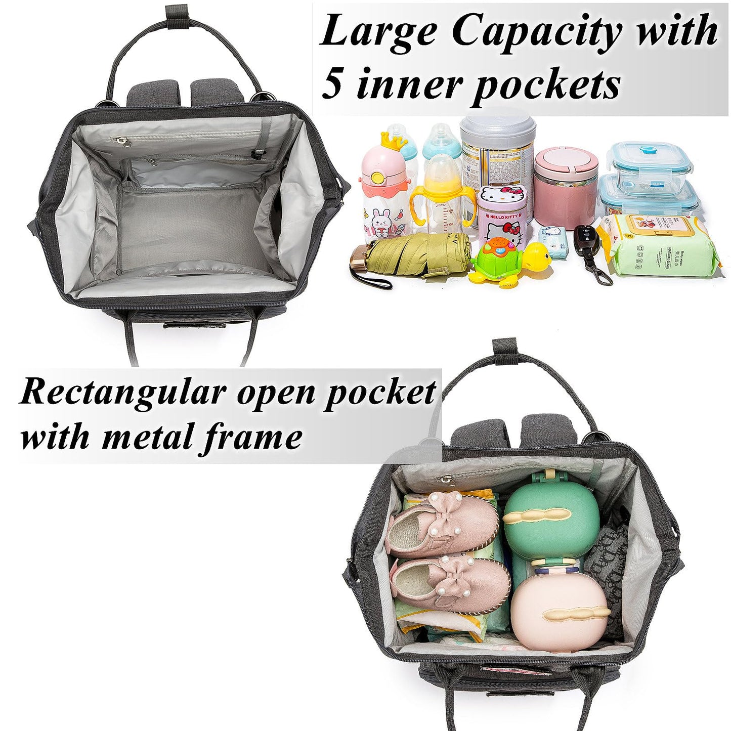 Diaper Bag Backpack for Dad and Mom with USB Charging Port Stroller Straps and Insulated Pocket,army military Travel Nappy Backpack for Daddy/Mommy (Black)
