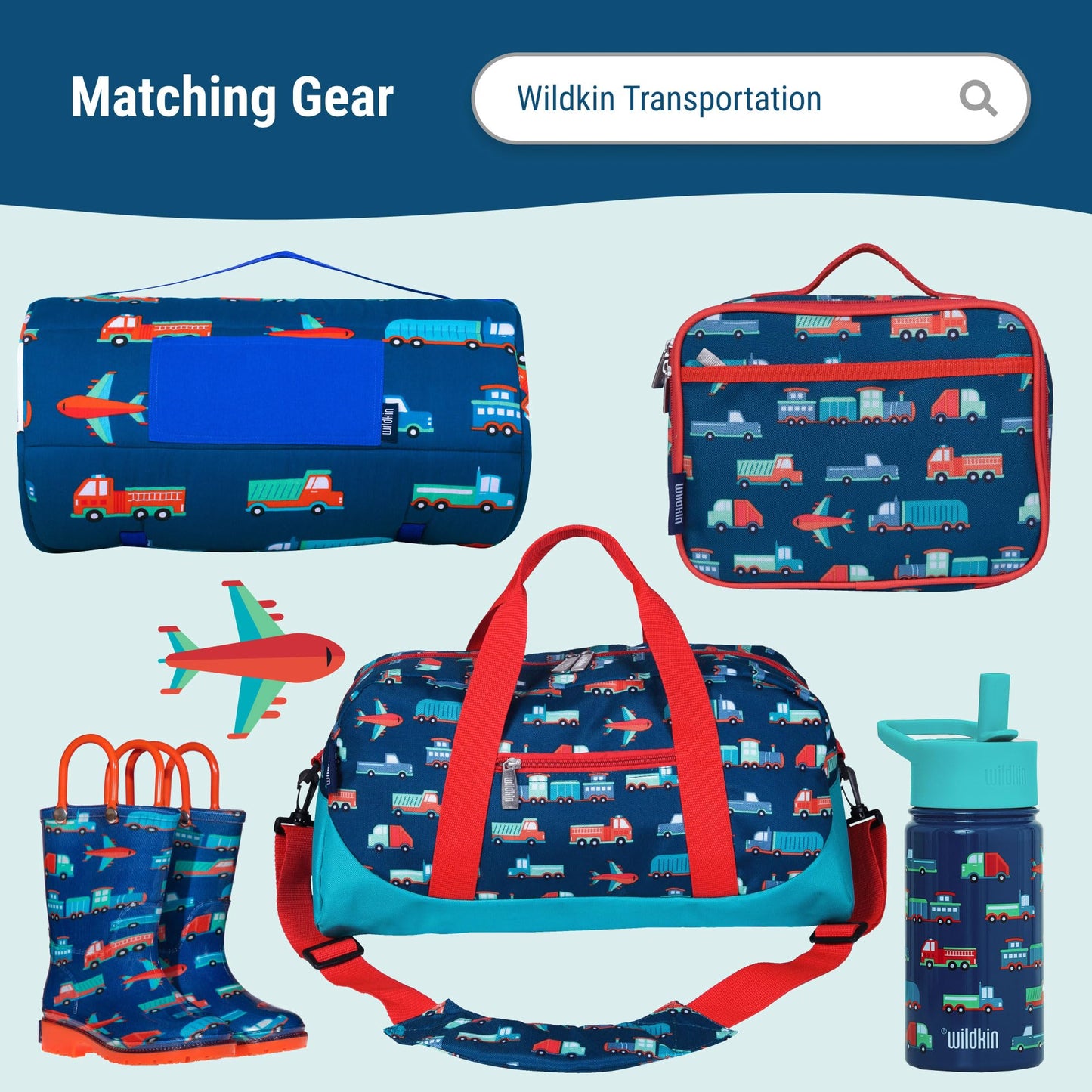 Wildkin 12-inch Kids Backpack – Padded, Adjustable, Ideal for Daycare & Travel - Trains, Planes, and Trucks