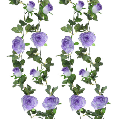 Felice Arts 2 Pack Pink Artificial Rose Garland Each 6.5FT Fake Rose Vine Hanging Floral Garland for Wedding Flowers Table Centerpiece Arrangement Baby Shower Decor