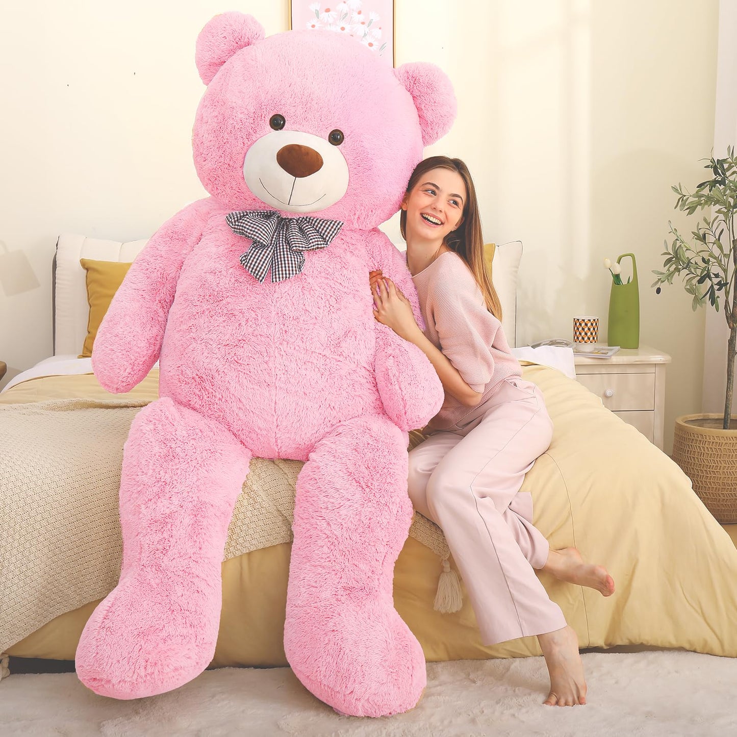 MaoGoLan Giant Big Teddy Bear 4 Feet 47 inch Life Size Tan Plush Bear Brown Stuffed Animal for Children Boyfriend