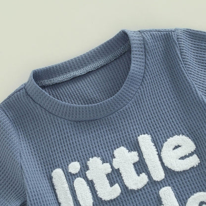 Toddler Baby Boy Summer Clothes Embroidered Waffle Short Sleeve T-Shirts Elastic Shorts Newborn Infant Boy Outfits