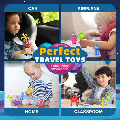 Baby Bath Toys Suction Toy: No Hole Bath Toy for Baby Toddlers - Kids Mini Sensory Fidget Suction Cup Toys for Boys Girls - Window Building Toy Travel Essentials Road Trip Activities for Kids Gifts