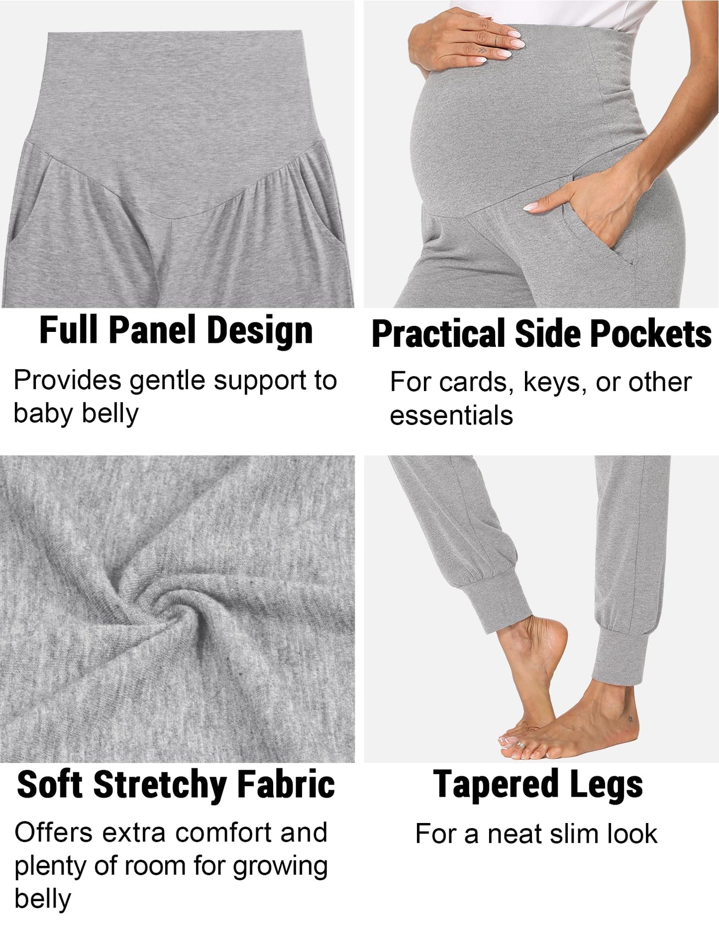 fitglam Women's Maternity Pants Over Belly Lounge Pajamas Clothes Pregnancy Must Haves Joggers with Pockets