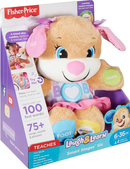 Fisher-Price Baby & Toddler Toy Laugh & Learn Smart Stages Puppy Musical Plush with Lights & Phrases for Infants Ages 6+ Months