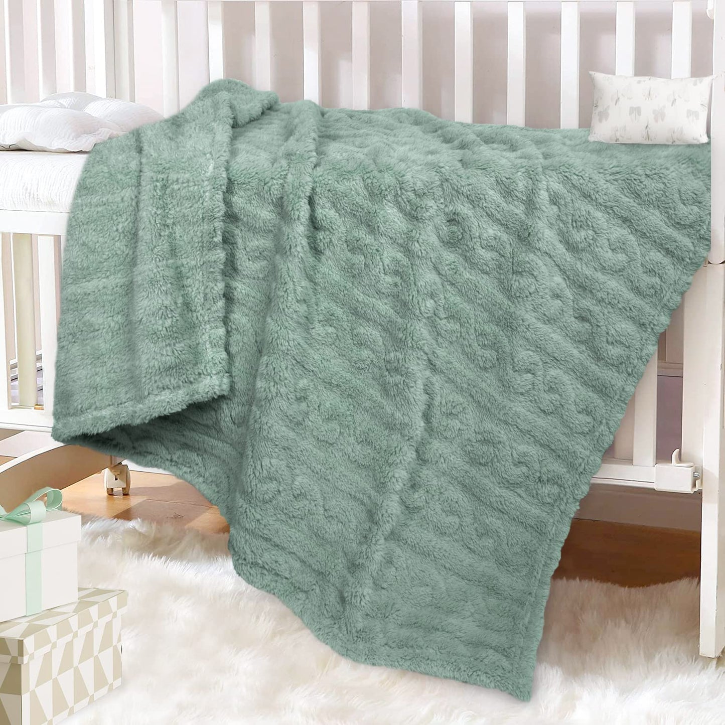 HOMRITAR Baby Blanket for Girls Toddlers 3D Fleece Fluffy Fuzzy Blanket for Baby, Soft Warm Cozy Fleece Blanket, Infant or Newborn Receiving Blanket 330GSM (30 x 40 Inch, Pink)