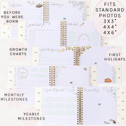 Baby Memory Book for Boy or Girl - First 5 Year Keepsake Album from Pregnancy to Age Five - Baby Book to Record Baby's Milestones and Photos - 1st Gender Neutral Photo Books for Newborn Babies