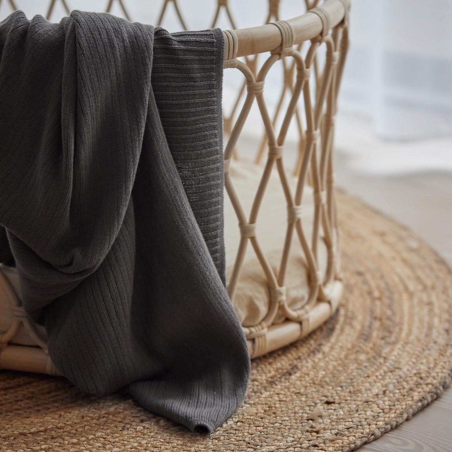 Knitted Organic Cotton Baby Blanket- Swaddle Blanket, 30" x 40" Soft Receiving Blanket for Newborn (Mochachino)