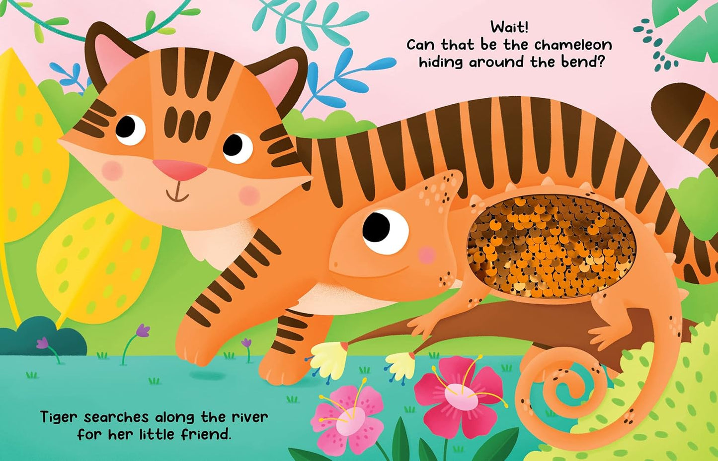 Chameleon's Colors - Children's Touch and Feel Storybook with 2-Way Sequins - Sensory Board Book