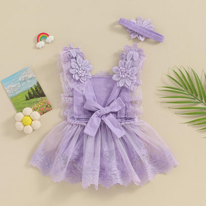 Mubineo Baby Girl Summer Clothes Lace Romper Skirt Dress Princess Outfits Sleeveless Flower Newborn Outfit