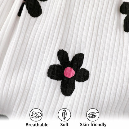 YOUNGER TREE Newborn Baby Girl Clothes Ruffle Sleeve Rompers Infant Backless Floral Jumpsuit Summer Outfits with Headband