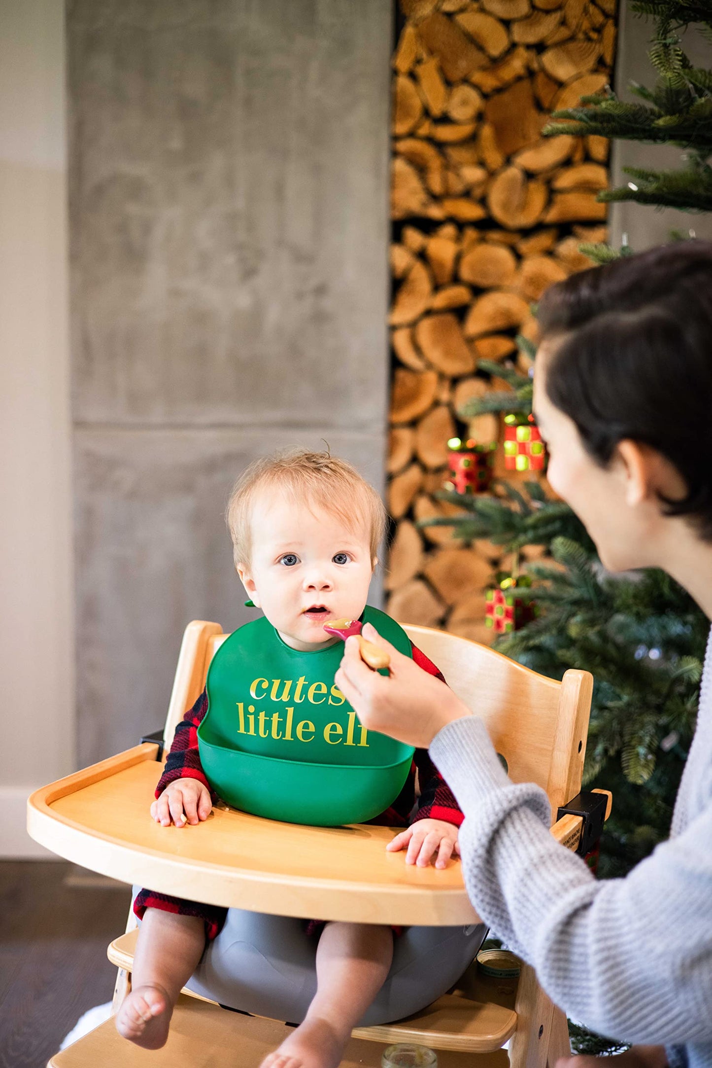 Pearhead Silicone Bib Set of 2, You're a Peach & Light Yellow Waterproof Bibs with Food Catcher, Adjustable Fit, Dishwasher Safe, Unisex Toddler Bib Set