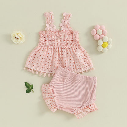 Murnouche Newborn Baby Girl Summer Clothes Sleeveless Floral Top Ribbed Shorts Boho Outfit Set
