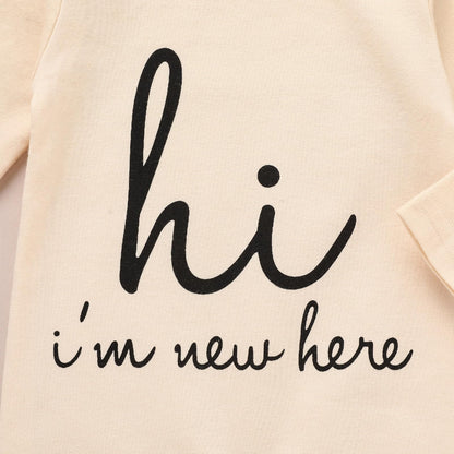 GRNSHTS Newborn Baby Boy Romper Coming Home Outfits Letter Print Bodysuit Jumpsuit+Hat+Gloves 3PCS Clothes Set