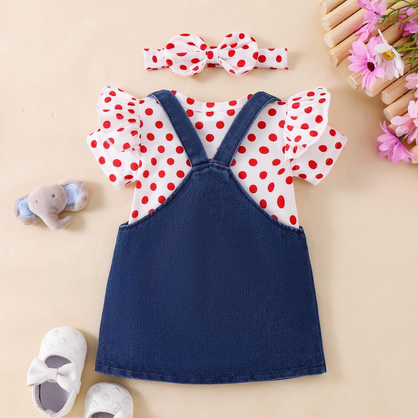Baby Girl Clothes Suspender Skirt Newborn Ruffled Romper + Elephant Jeans Dress + Headband Summer Outfits 0-18 Months