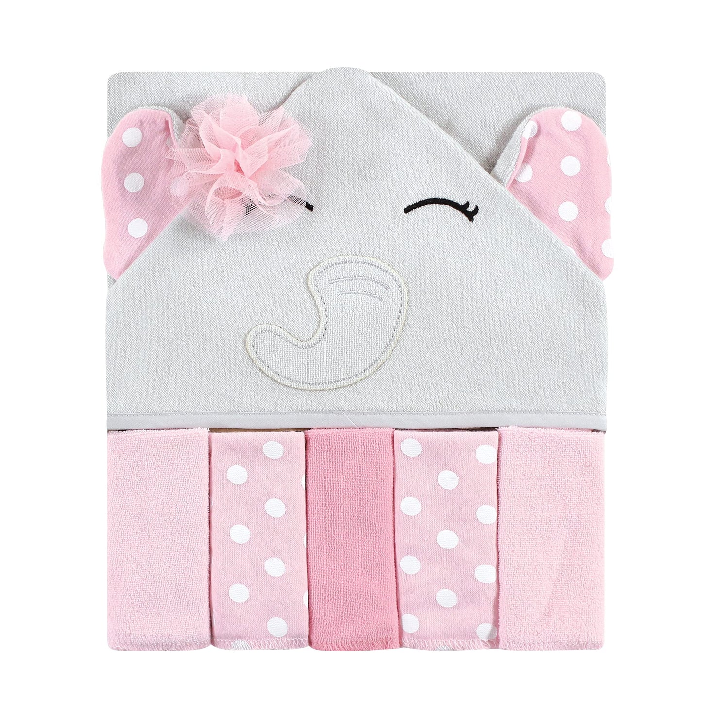 Hudson Baby Unisex Baby Hooded Towel and Five Washcloths, Modern Giraffe, One Size