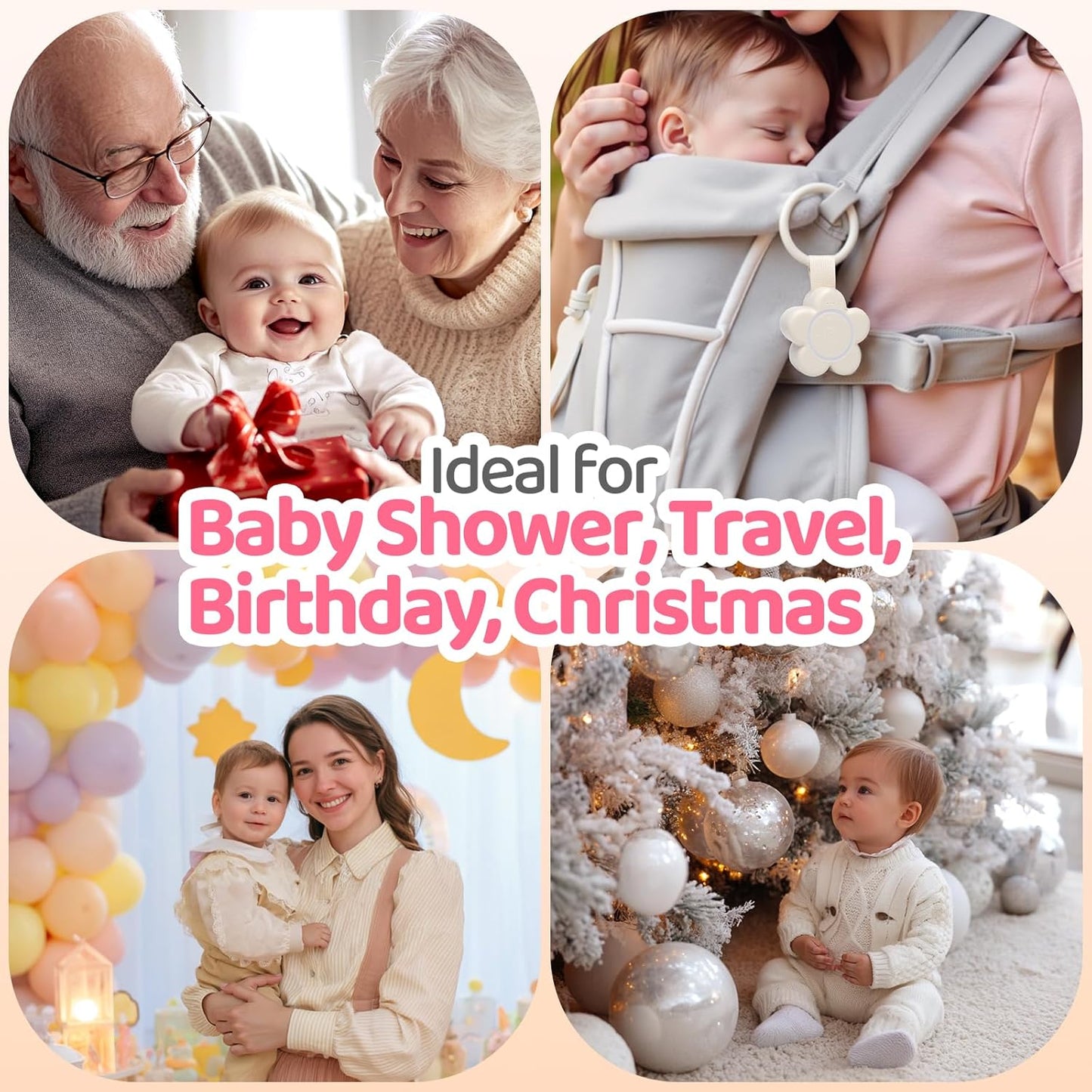 Portable White Noise Machine Baby Newborn Essentials & Adults - 25 Soothing Sounds | Rechargeable Travel Sound Machine Baby with Night Light | Timer & Volume Control | Nursery, Home, Sleep Aid