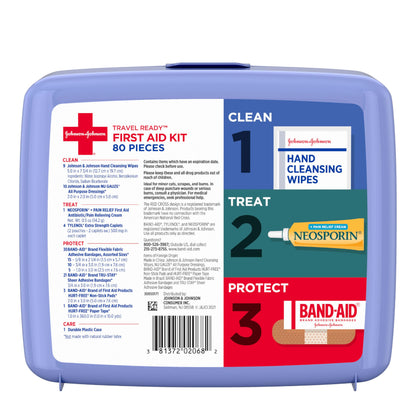Johnson & Johnson All-Purpose Portable Compact First Aid Kit for Minor Cuts, Scrapes, Sprains & Burns, Ideal for Home, Car, Travel, Camping and Outdoor Emergencies, 160 Pieces