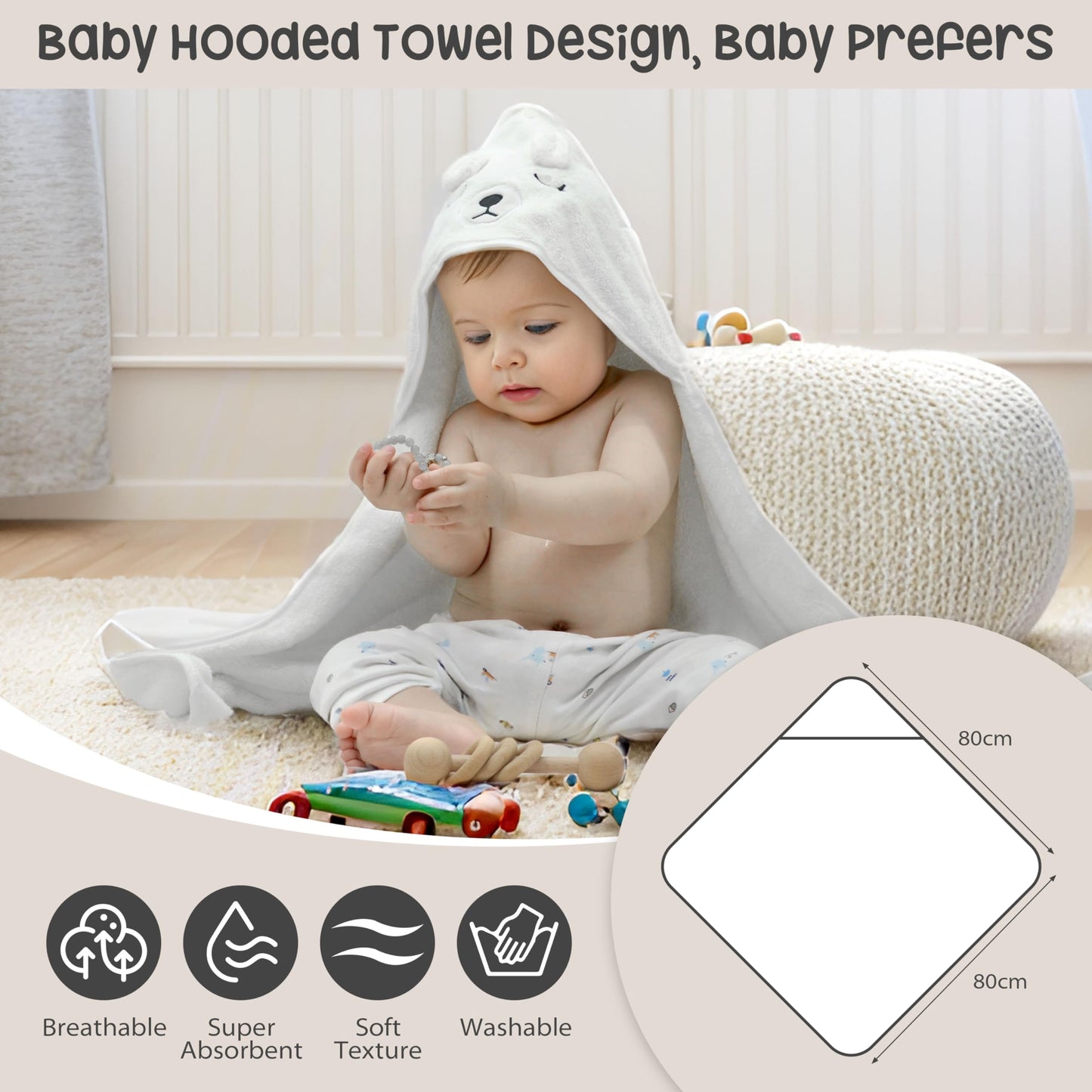 7 in 1 Baby Birth Gift Set, Baby Essentials Bunny Comforter & Hamper Basket, Unique Neutral Gifts for Baby Girls Boys, Gender Reveal Unisex Gift, Newborn Wishlist, Baby Shower, Christmas, Towel-White
