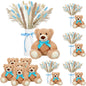 6 Sets 123 Pcs Baby Shower Table Centerpieces Dried Pampas Decor Bear Stuffed Ceramic Look Plastic Vase with Bow for Boho Wedding Bridal Shower Flowers Table Decorations(Brown,Neutral)