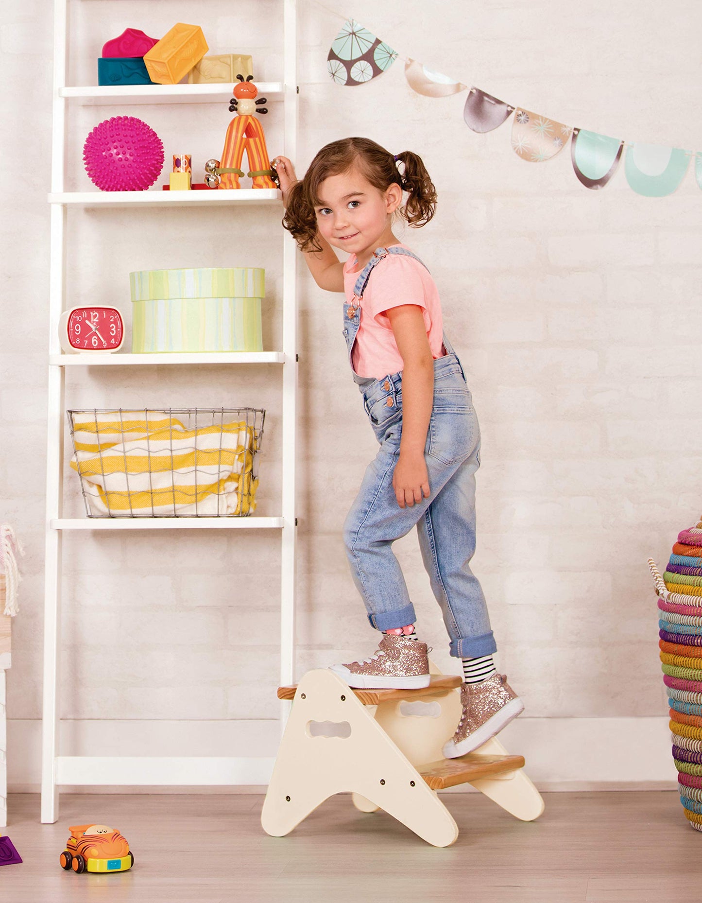 B. spaces – Step Stool For Kids – Wooden Stepping Stool – Step Stool For Bedroom, Bathroom, Kitchen – Furniture For Toddlers, Kids – 2 Years + – Peek-A-Boost - Mint