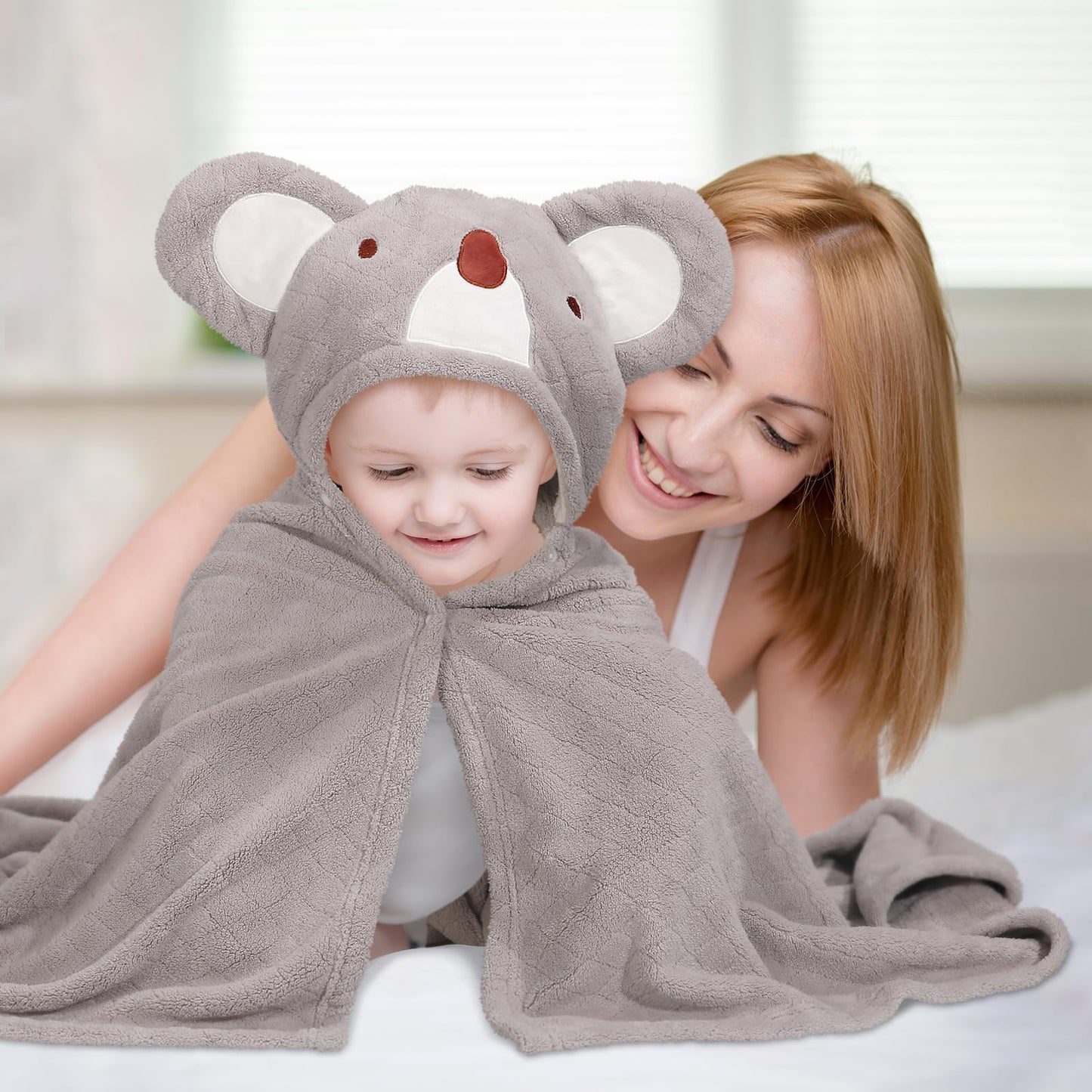 Hooded Baby Towels Boy for 0-6 Years, 50"x 32" Extra Large Toddler Bath Towels with Hood for Boys & Girls, 2-Pack Absorbent Thick Soft Gift for Kids Yellow Lion & Orange Monkey