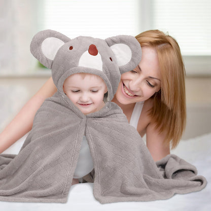 Hooded Baby Towels Boy for 0-6 Years, 50"x 32" Extra Large Toddler Bath Towels with Hood for Boys & Girls, 2-Pack Absorbent Thick Soft Gift for Kids Yellow Lion & Orange Monkey