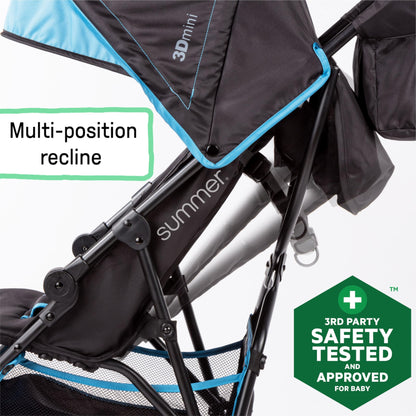 Summer by Ingenuity 3D Mini Convenience Stroller – Lightweight Stroller with Compact Fold, Multi-Position Recline, Canopy with Pop Out Sun Visor and More – Umbrella Stroller for Travel, Pink