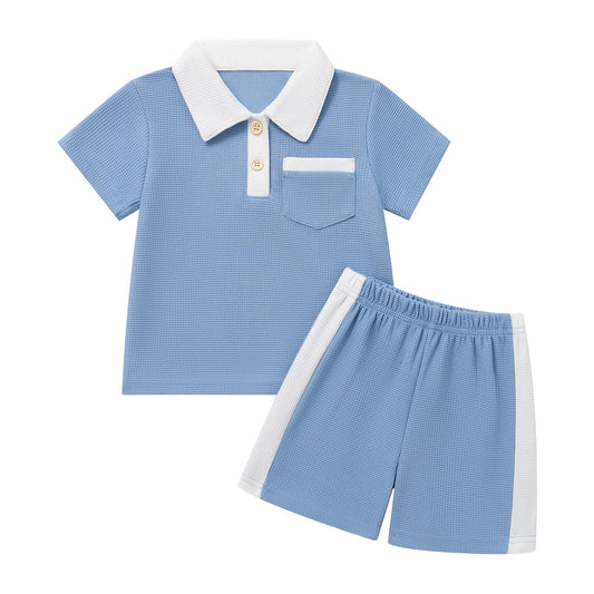 Toddler Baby Boy Summer Outfits Boys Button Short Sleeve Polo Shirts Casual Shorts Set