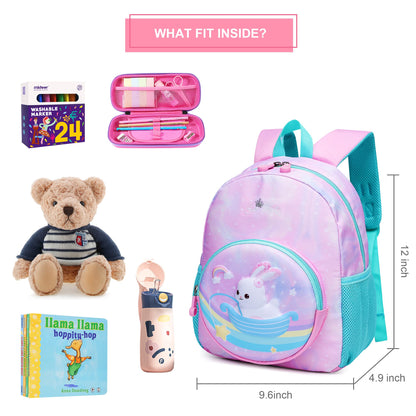 Toddler Backpack for 1-3 Year Old Girls & Boys Waterproof 3D Animal Cartoon Rabbit Design Kids Travel Backpack Lightweight Preschool Daycare Bag with Adjustable Straps(Little White Rabbit)