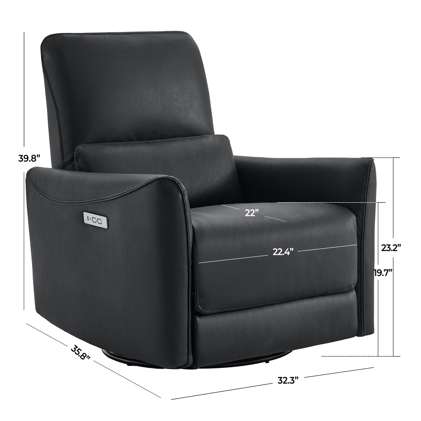 CHITA Power Recliner Chair Swivel Glider, FSC Certified Upholstered Living Room Nursery Reclining Sofa Chair with Lumbar Support, Linen