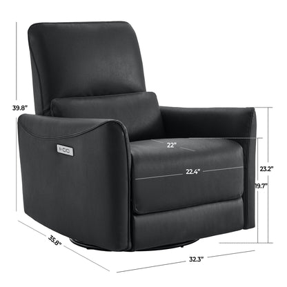 CHITA Power Recliner Chair Swivel Glider, FSC Certified Upholstered Living Room Nursery Reclining Sofa Chair with Lumbar Support, Linen