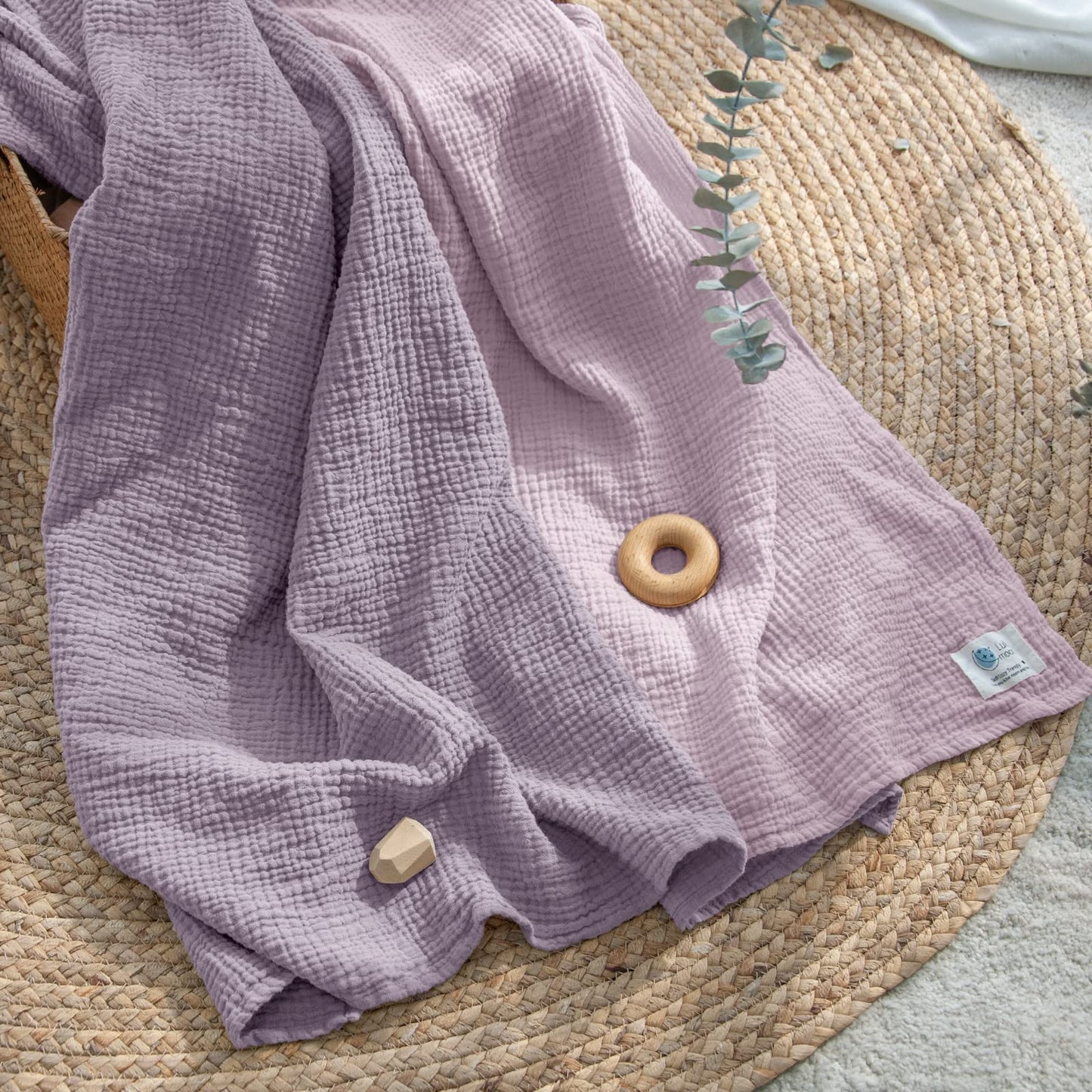 Swaddle Baby Blanket: Waffle Blanket with Satin Strim - Soft Breathable Toddler Blanket for Nursing Cover - Cotton Crib Blanket for Naptime（Cream）