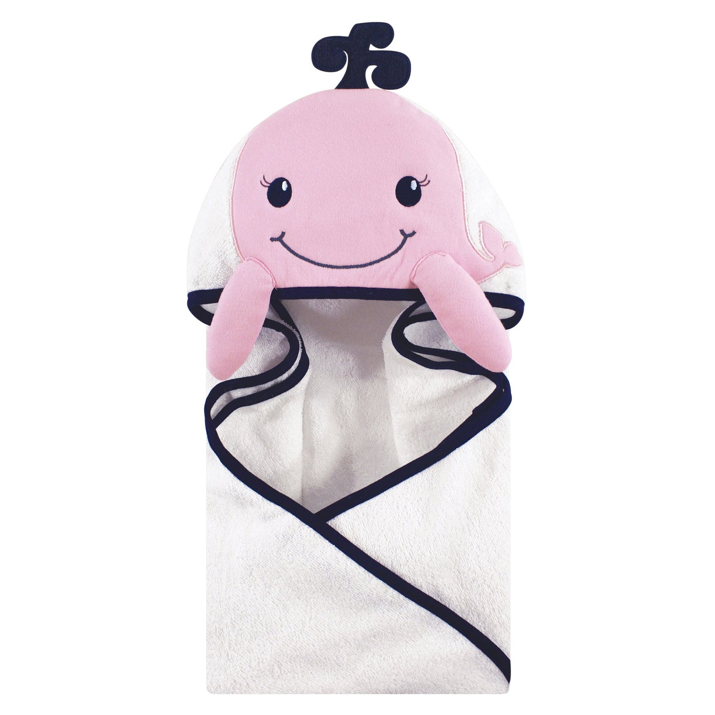 Hudson Baby Unisex Baby Cotton Animal Face Hooded Towel, Pretty Elephant, One Size