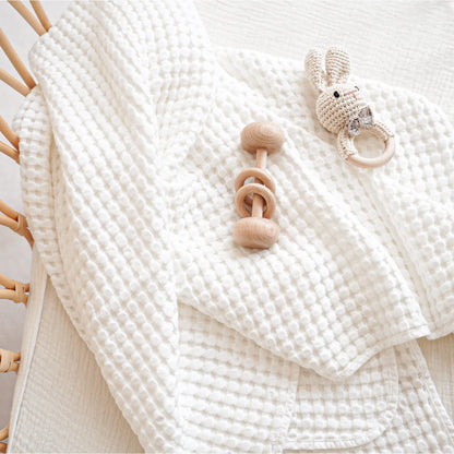 Konssy Waffle Baby Blanket - Soft & Cozy Nursery Swaddle Blanket, Lightweight Toddler Throw for Boys & Girls, Ideal for Wrapping (Oat)