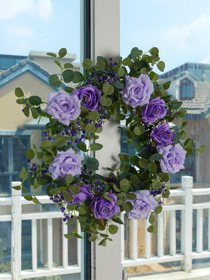 Anna's Whimsy 5.91FT Artificial Eucalyptus Garland with Flowers, Fake Flower Rose Gypsophila, Faux Floral Greenery Garland for Wedding Spring Home Party Craft Art Table Runner Decor