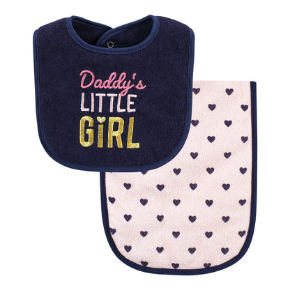 Hudson Baby Unisex Baby Cotton Terry Bib and Burp Cloth Set, Dinner Date, One Size