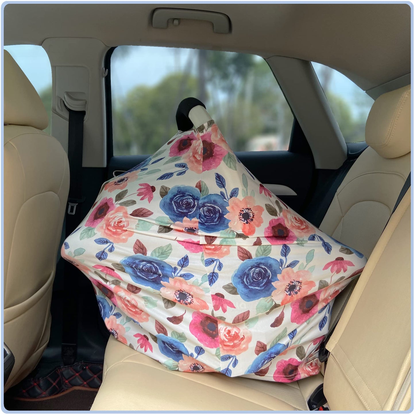 Car Seat Covers Canopy Cover - Multi-use Cover Carseat Canopy, Breathable Breastfeeding Cover, Car Seat Covers for Bbies, Boys & Girls Shower Gifts (Dark Blue Dinosaur)