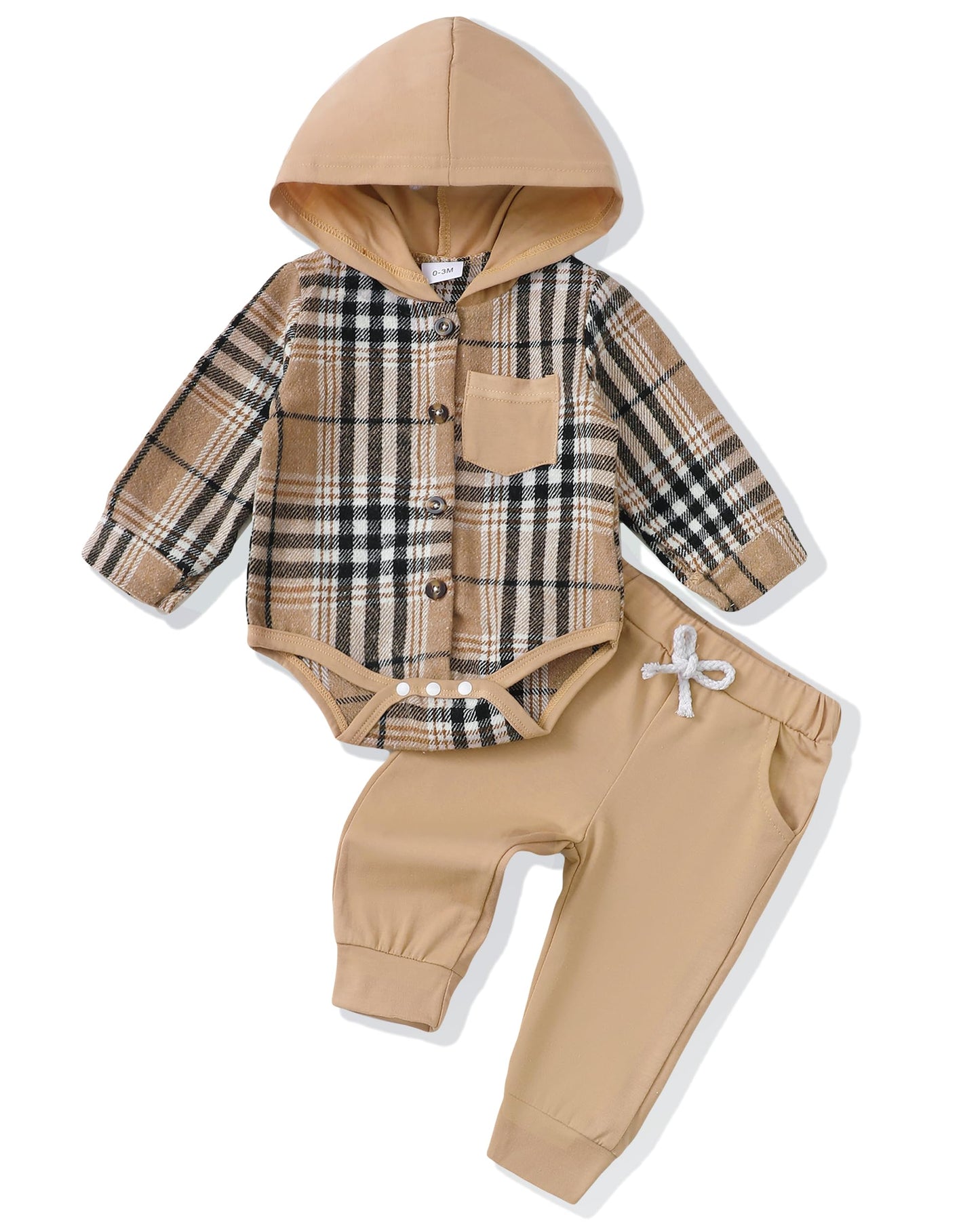 Renotemy Newborn Baby Boy Clothes Infant Boy Outfits Baby Hoodie Romper Fall Winter 0 3 6 9 12 18 Months Baby Clothes for Boy