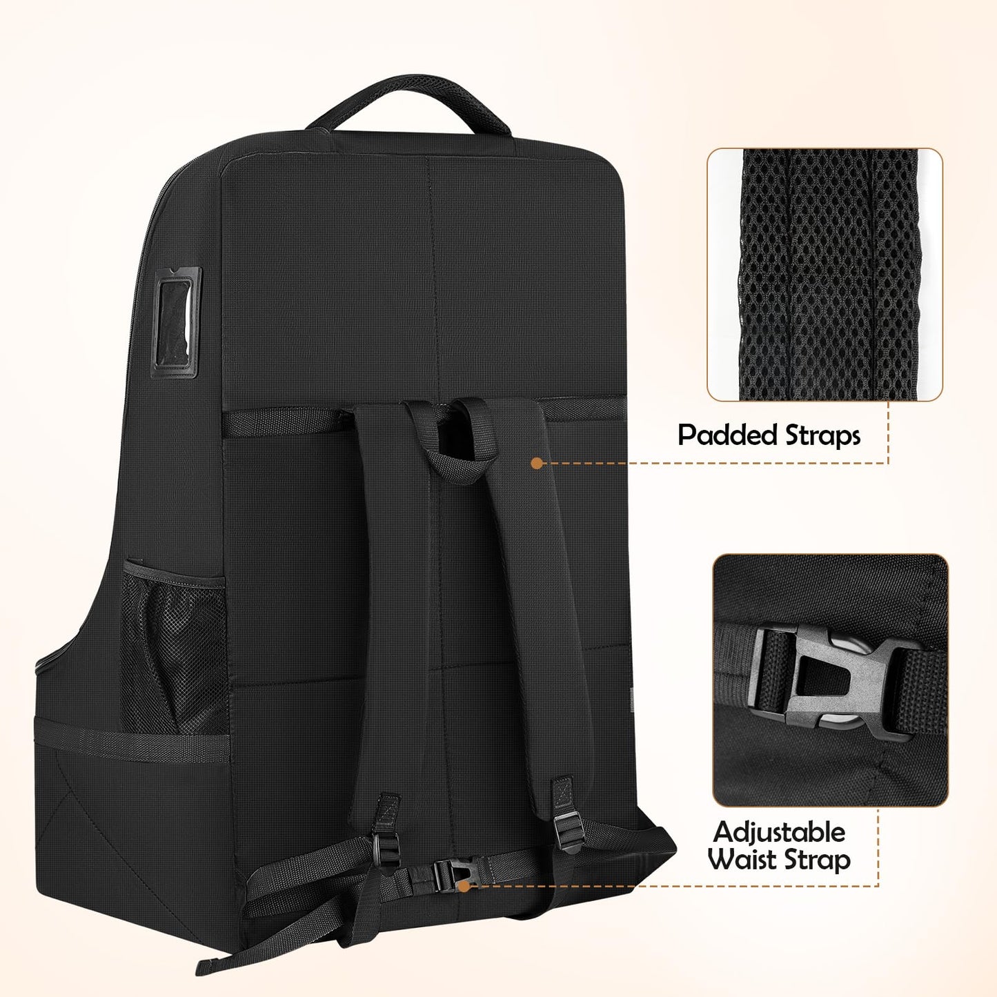 YOREPEK Padded Car Seat Travel Bag Backpack for Airplane, Heavy Duty Car Seat Bags for Air Travel, Carseat Cover for Airplane Travel with Shoulder Strap, Car Seats Carrier for Airport, Black
