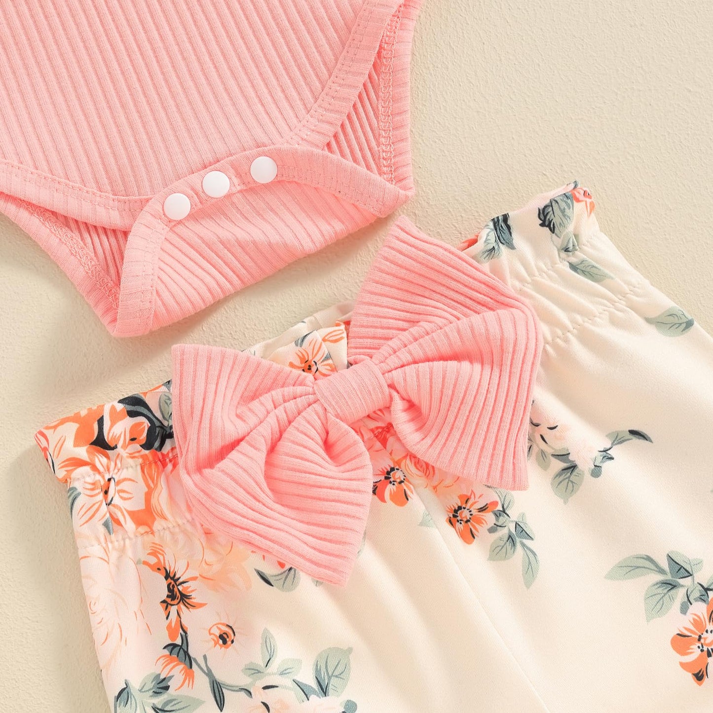 Hello World Newborn Outfit Baby Girl Going Home Outfit Ruffle Ribbed Romper Top Floral Pants Set Cute Summer Clothes