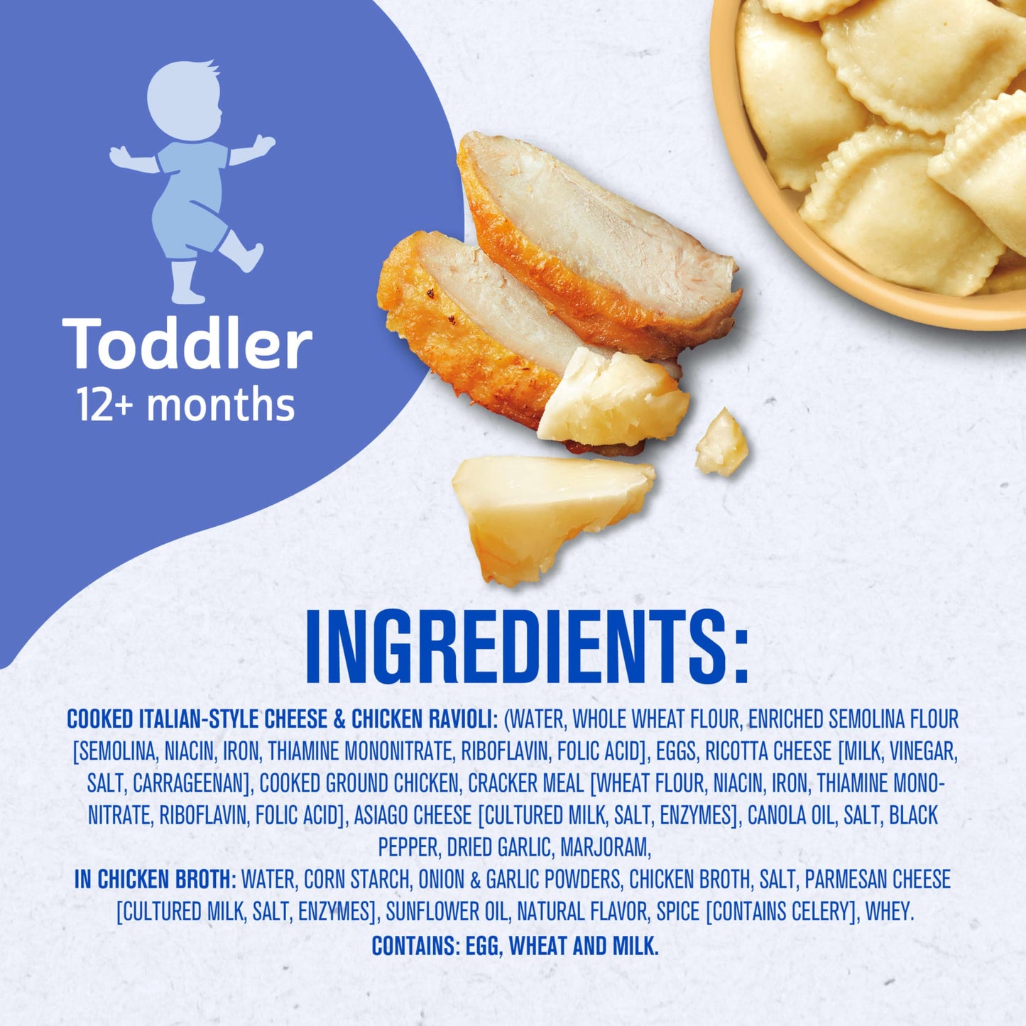 Gerber Pick-Ups Chicken and Parmesan Cheese Ravioli in Tomato Sauce Toddler Meals, 4.5 Oz Tray (Pack of 8)