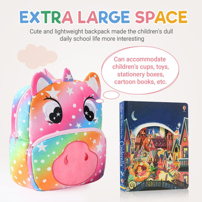 MICHLEY Toddler Backpack Plush Animal SchoolBag Cartoon Girls Travel Bag Mini Baby Daypack for Kids Kindergarten Pre School Bags, Cow