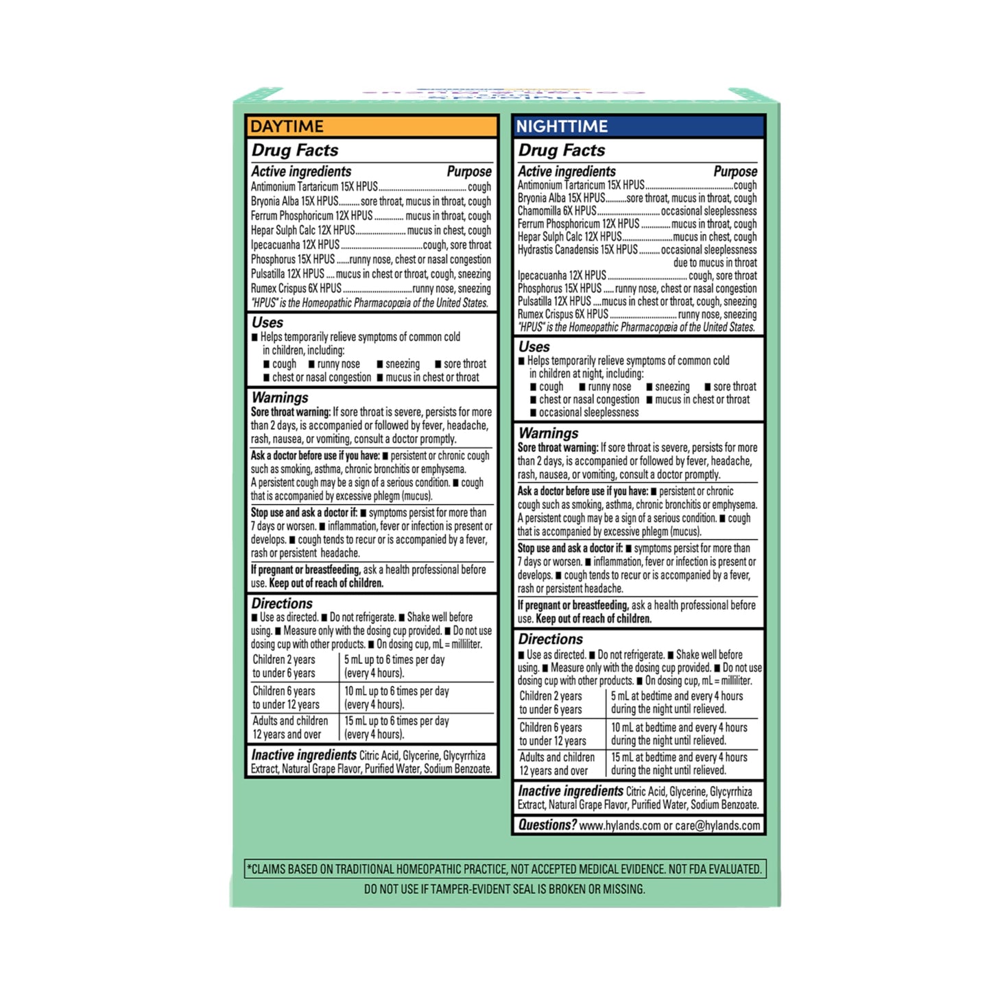 Hyland's Kids Nighttime Organic Cough Syrup and Immune Support with Agave, Elderberry and Pomegranate, Soothes Cough, and Supports Immunity, 4 Fl. Oz.