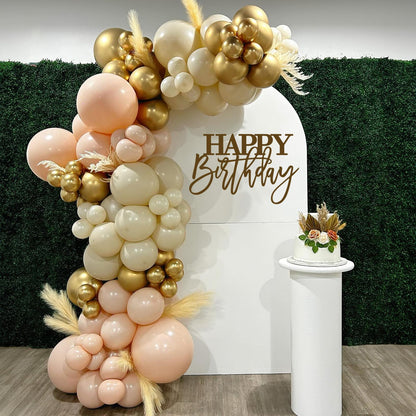 Neutral Balloons Arch Kit, Pink Beige Boho Balloons Garland with Double Stuffed Sand White Balloon for Baby Shower Birthday Wedding Bridal Shower Party Decorations